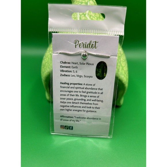 NWT 925 Sterling Silver Faceted Peridot Tennis Link Adjustable Bracelet 6-9.5" - Picture 2 of 4